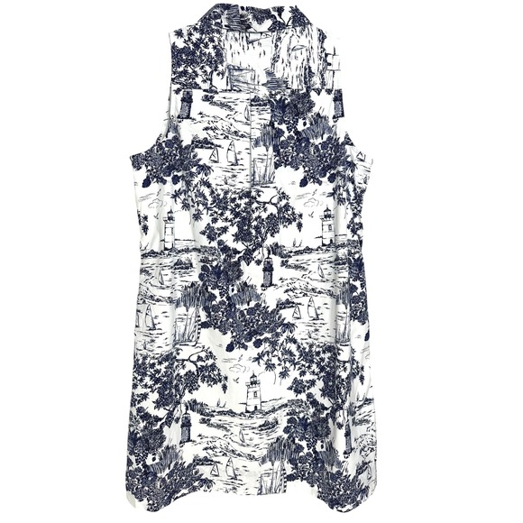 Vineyard Vines Pippa Poplin Dress Toile Navy White Sleeveless M - Picture 5 of 11